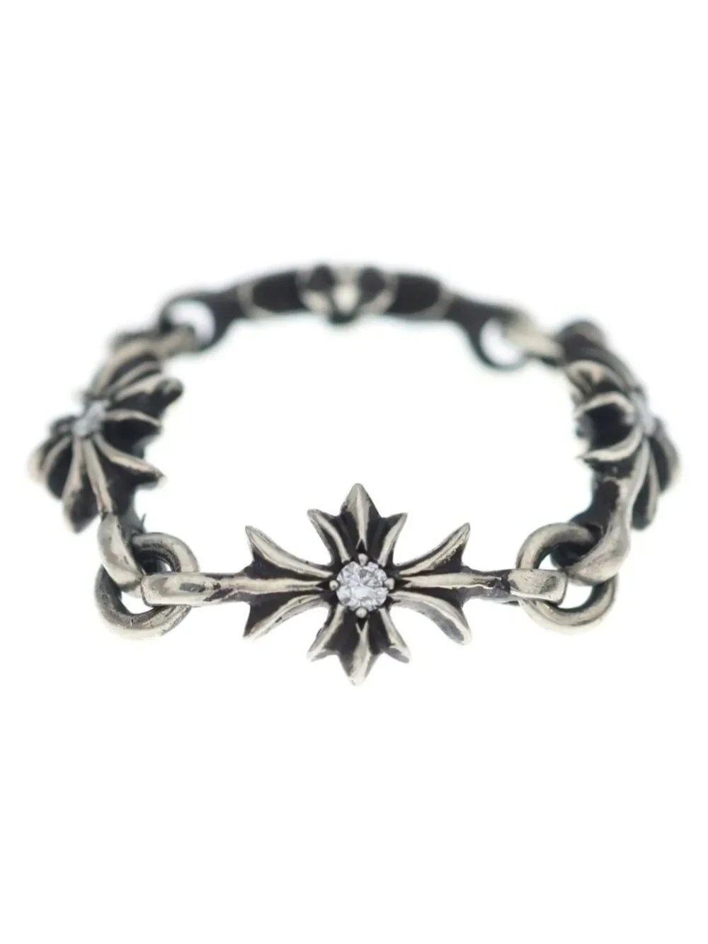 Chrome Hearts Tny CH Pls Dia Tiny CH Plus Diamond Ring Silver